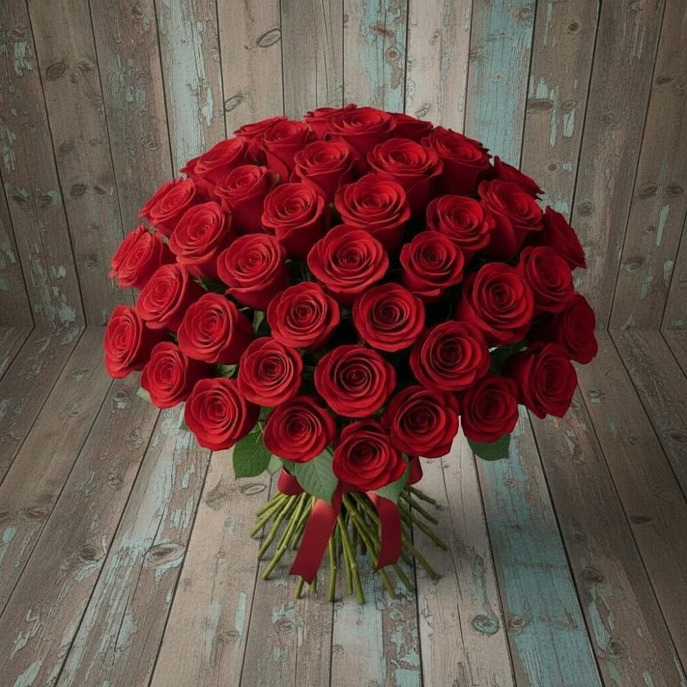 Букет 55 Красных роз Фридом в Мотяково