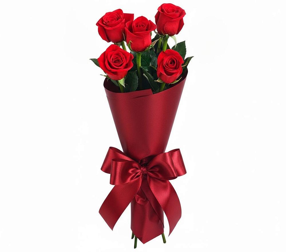 Букет 5 Красных роз Эдлесс Лав в Мотяково