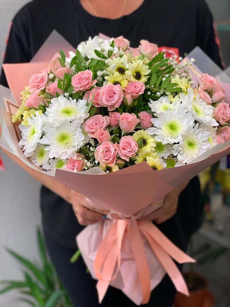 Букет цветов из: Розы и Хризантемы в Мотяково