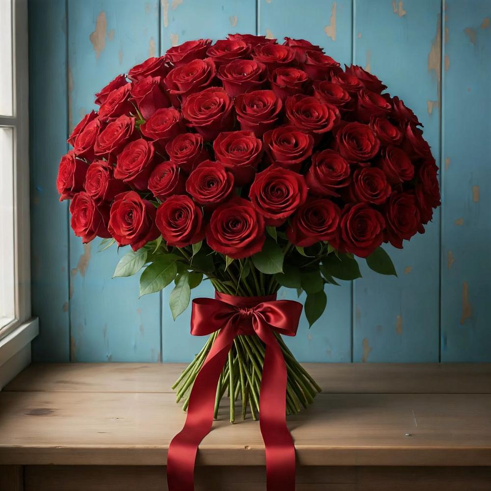 Букет Красные розы Блэк Меджик в Мотяково