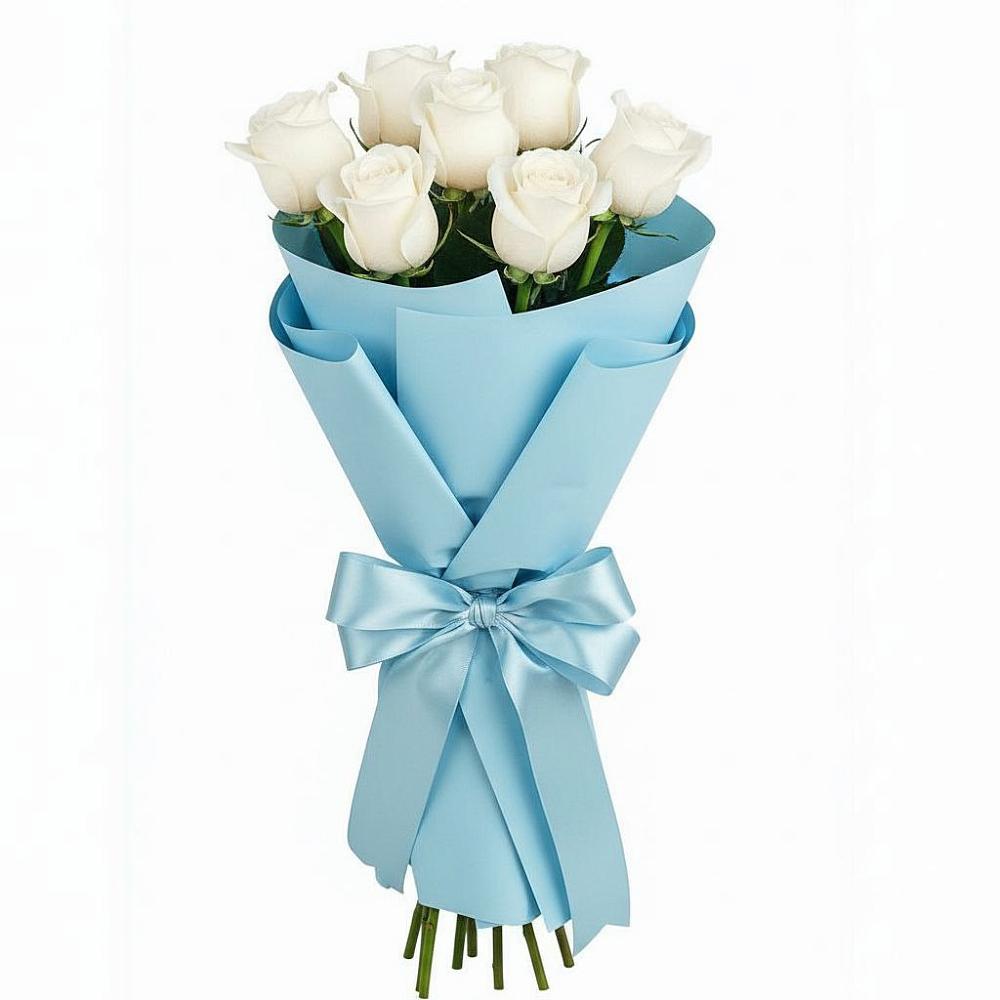 Букет 7 белых роз Проуд в Мотяково