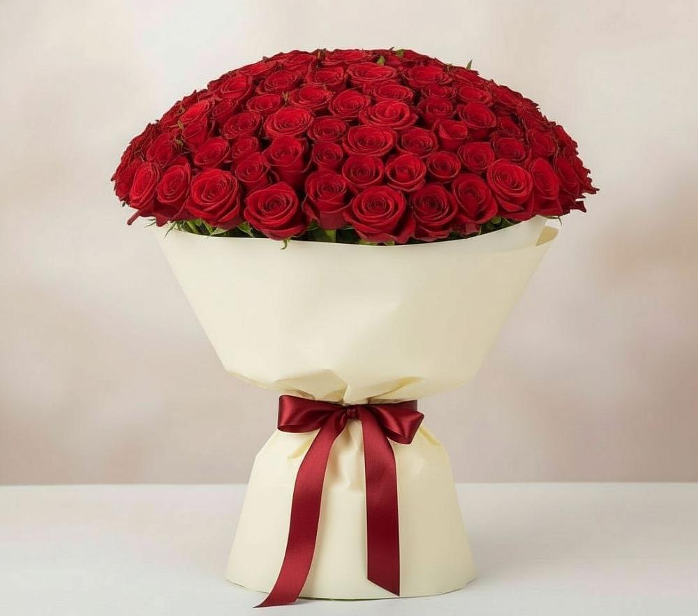 Букет 101 Красная роза Милано в Мотяково