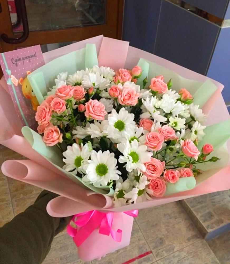 Букет цветов из: Розы и Хризантемы в Мотяково