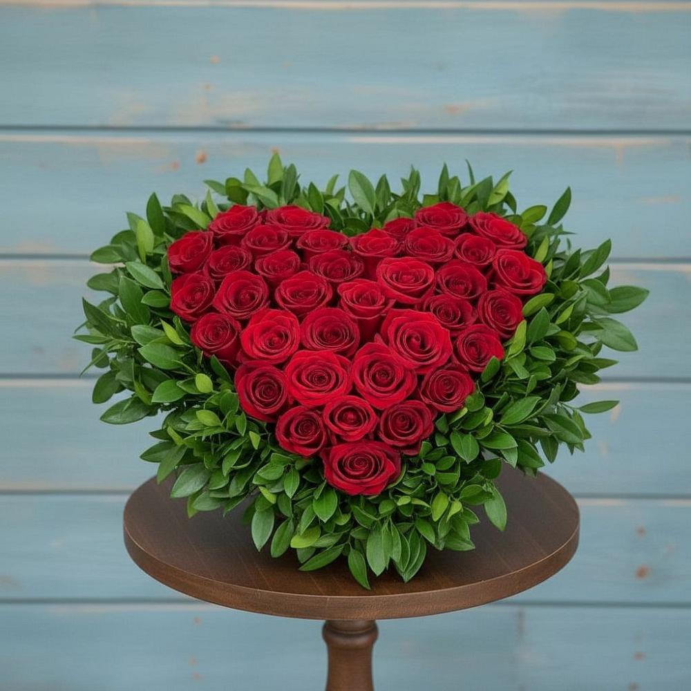 Цветочная композиция из Розы в виде сердца в Мотяково