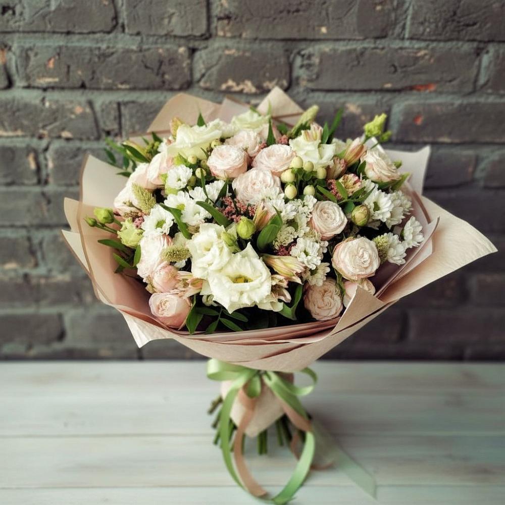 Букет цветов из: Альстромерии, Розы и Хризантемы в Мотяково