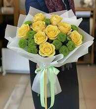 Букет цветов из:  Хризантемы и Розы в Мотяково