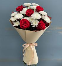 Букет цветов из:  Розы и Хризантемы в Мотяково