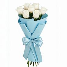 Букет 7 белых роз Проуд в Мотяково