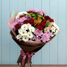 Букет цветов из:  Розы, Хризантемы и Альстромерии в Мотяково