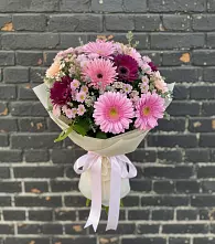 Букет цветов из:  Герберы и Хризантемы в Мотяково