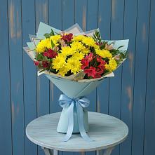 Букет цветов из:  Альстромерии и Хризантемы в Мотяково