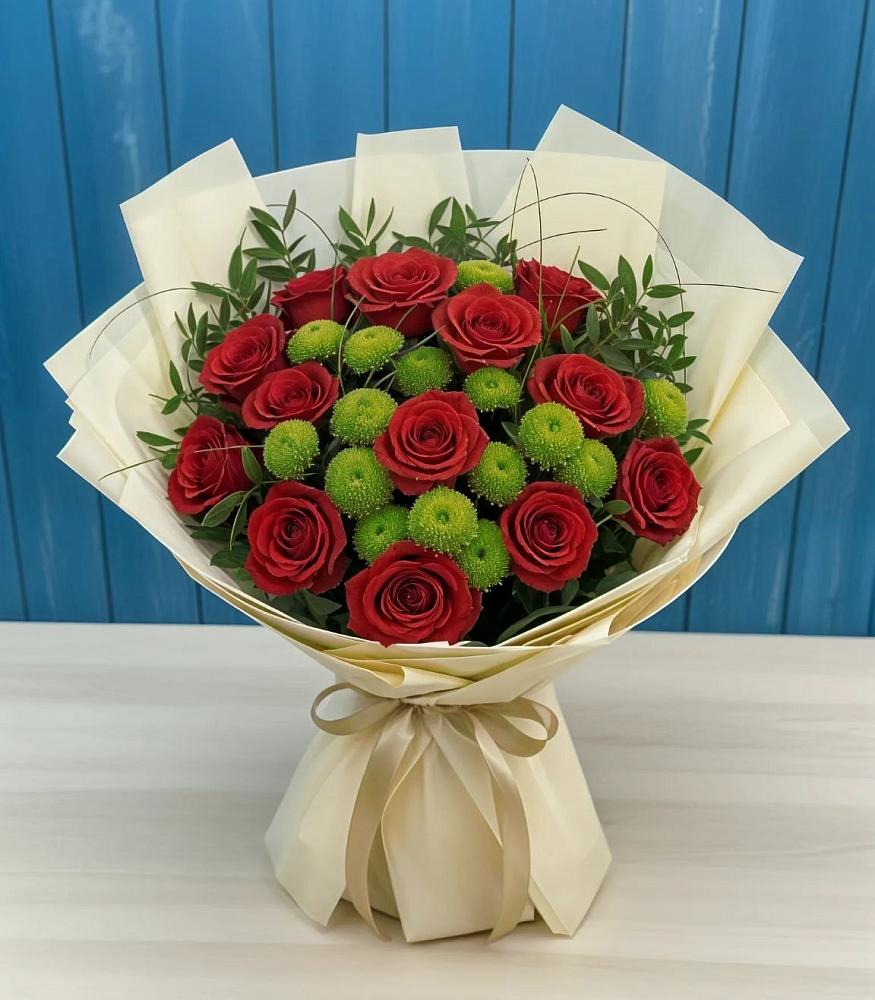 Букет цветов из: Розы и Хризантемы в Мотяково